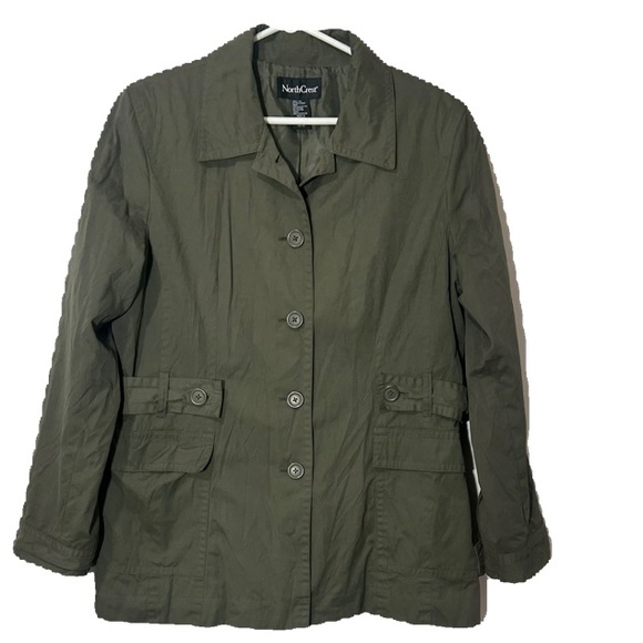 NORTHCREST WOMEN LIGHT JACKET IN ARMY GREEN COLOUR buttons closure size large - Picture 2 of 6